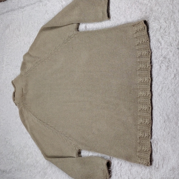 The Limited Tan Mock Neck Elbow Sleeve Pullover Raglan Cable Knit Sweater - Picture 8 of 9
